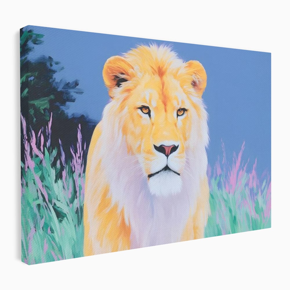 Tablou canvas cu tablou canvas cu pictura de leu, fara rama, pe sasiu de lemn